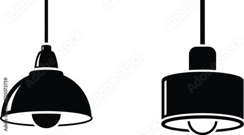 Two pendant lights black and white silhouette illustration