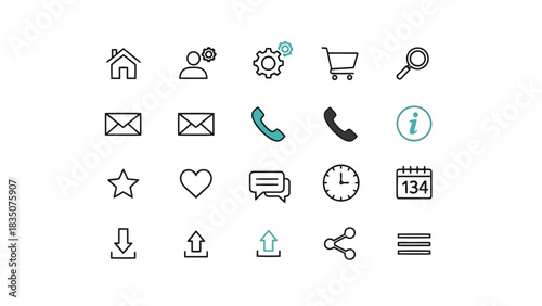 a set of simple and minimalist icon bundles suitable for the needs of a website with white backgrounds