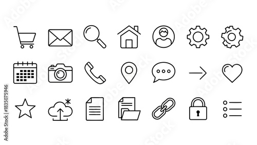 a set of simple and minimalist icon bundles suitable for the needs of a website with white backgrounds
