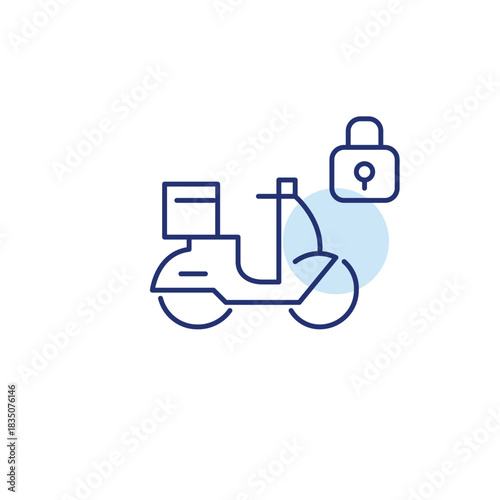 Happy baby boy and lock. Child safety, parental control. Pixel perfect, editable stroke vector icon