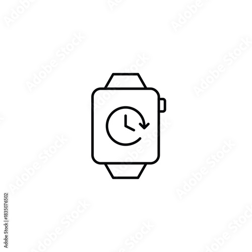 Clock on smart watch. Work hours, project deadline and counting user screen time. Pixel perfect, editable stroke vector icon