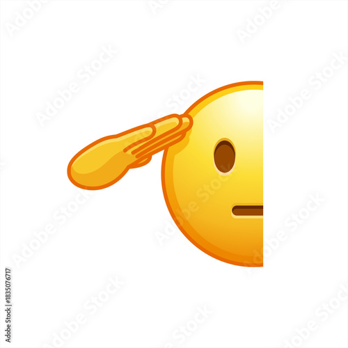 Saluting emoji face vector symbol sign icon yes sir, vector emoji icon.