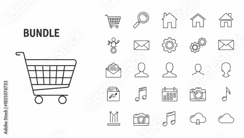 a set of simple and minimalist icon bundles suitable for the needs of a website with white backgrounds