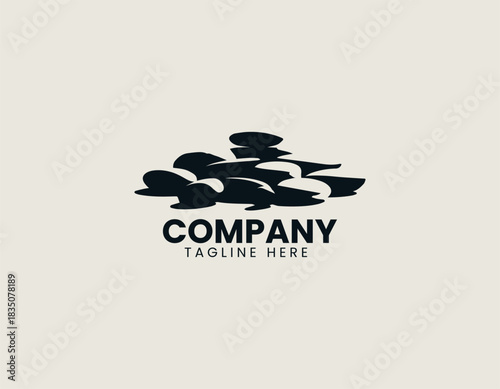 Minimalist memorial stones create symbolic monument of memory in clean black vector illustration