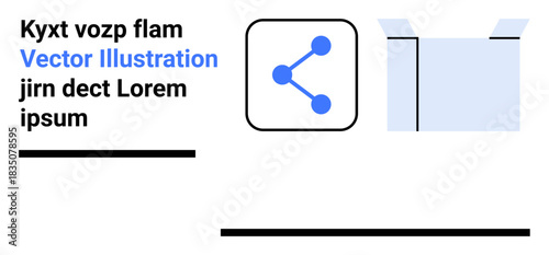 Digital sharing, connectivity, social media, data exchange, technology, communication. Share icon with dots and lines, open box. Digital sharing and connectivity illustrated conceptually