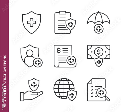 Healthcare Insurance line icons - Mini collection and editable stroke series icon
