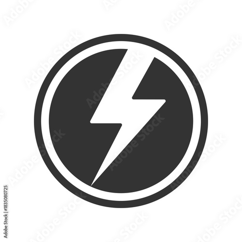 Lightning or electricity icon in circle shape isolated.