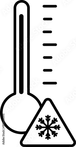 Thermometer with Snowflake Lowering Ice and Snow Winter Temperature Warning - SVG, Vector Icon