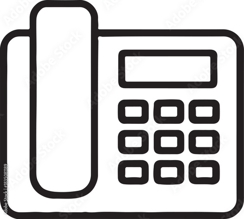 Classic Landline Telephone Icon – Office Communication, Contact Symbol, Retro Phone Vector for Business and Telecom Designs