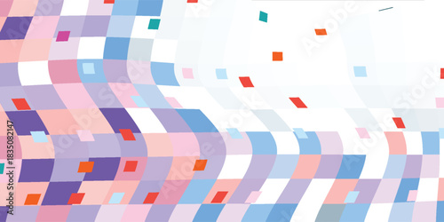 Multicolor checkerboard seamless pattern. Checker retro psychedelic vector illustration isolated on white background.