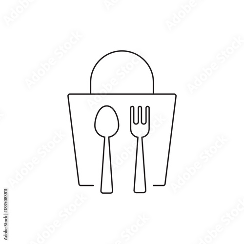 Food Ordering and Grocery Delivery Line Icon