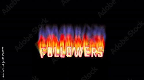Animated heat map Followers text title burning in pixelated retro-styled fire flames on a transparent alpha channel in a seamless loop.