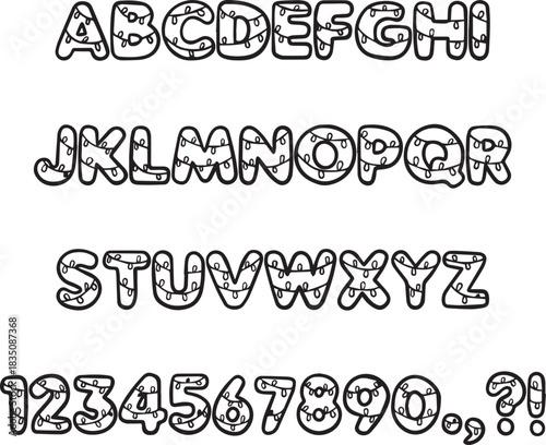  Cartoon Christmas lights typography font lettering ABC cartoon vector text