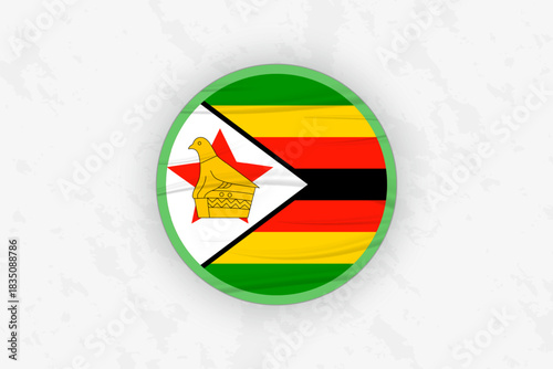 Zimbabwe Flag Circular Sticker Design, National Pride Decal.