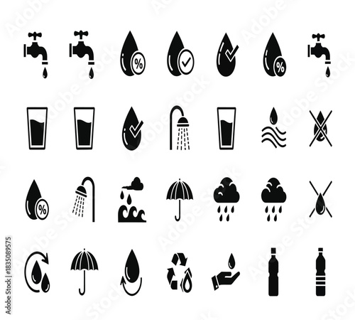 Collection of water related icons and symbols for conservation and purity (17).eps