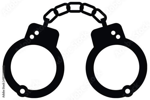 Handcuffed icon silhouette, handcuffs vector illustration featuring detailed handcuff silhouettes, perfect for law enforcement design, security graphics, criminal justice projects, police icons, legal