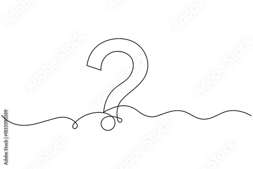 
Question mark abstract continuous line icon on white background
