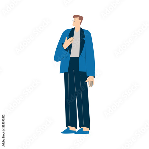Business Man Character in Standing Pose Vector Illustration