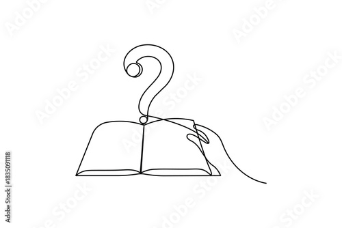 Abstract question mark continuous one line drawing isolated outline illustration
