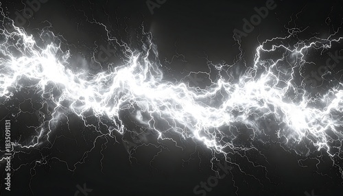 Brilliant electrical discharge streaks across a dark background, creating dynamic energy and sharp contrast