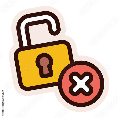 unprotected security lock icon sticker