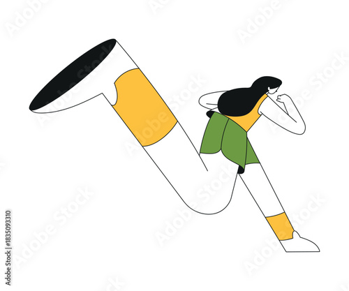 Sport with Woman Character Run Marathon Sprinting Vector Illustration