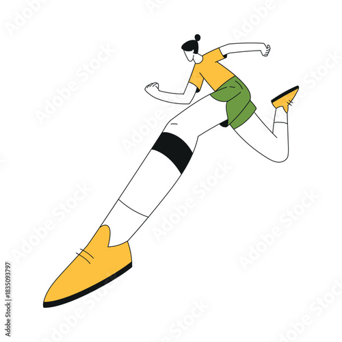 Sport with Woman Character Run Marathon Sprinting Vector Illustration