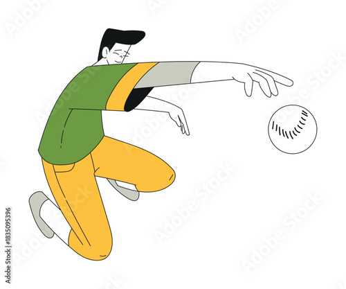 Sport with Man Character Play Baseball Throw Ball Vector Illustration