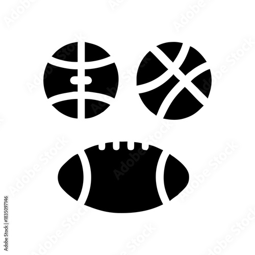Sports Ball Silhouette Set – Football, Rugby and Basketball Vector Icons