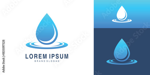 Blue water drop splash logo vector design