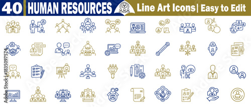 Human resources icon set. Perfect for business professionals and corporate presentation vector illustration. 