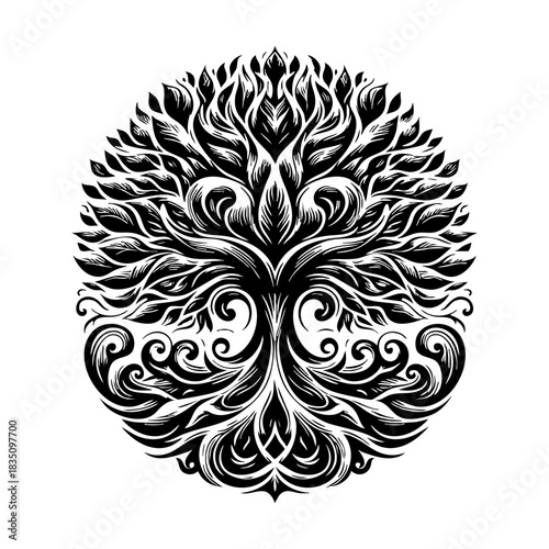 Black and white vector logo emblem, tribal tatto design
