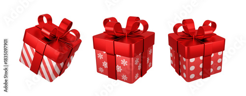 red christmas gift box isolated on white