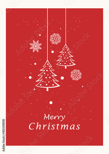 Minimalist Merry Christmas Greeting Card, Minimalistisch Frohe Weihnachten Grußkarte, Carte de vœux de Joyeux Noël, Merry Christmas & Happy New Year Wishes Postcard Modern Vintage Card for Christmas 6