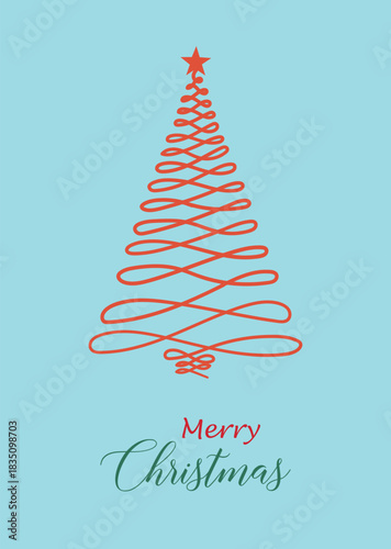 Minimalist Merry Christmas Greeting Card, Minimalistisch Frohe Weihnachten Grußkarte, Carte de vœux de Joyeux Noël, Merry Christmas & Happy New Year Wishes Postcard Modern Vintage Christmas tree card