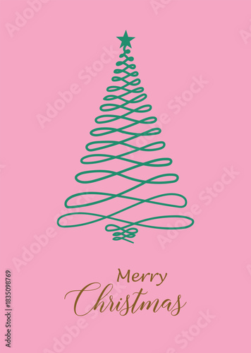 Minimalist Merry Christmas Greeting Card, Minimalistisch Frohe Weihnachten Grußkarte, Carte de vœux de Joyeux Noël, Merry Christmas & Happy New Year Wishes Postcard Modern Vintage Card Christmas tree