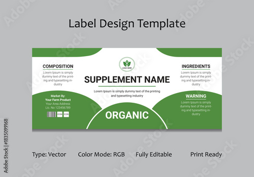 Professional Organic Supplement Bottle Label Template Design