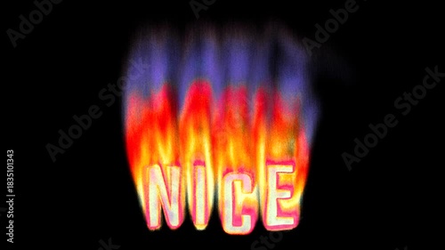 Animated heat map Nice text title burning in pixelated retro-styled fire flames on a transparent alpha channel in a seamless loop.