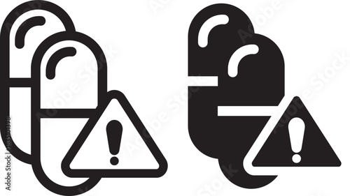 Overdose icon set. Medication Overdose Symbols. pill bottle icon. simple stroke line vector icon