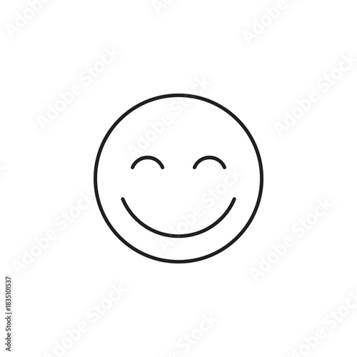 Cheerfully Smiling Face Emoji Minimal Line Vector Symbol