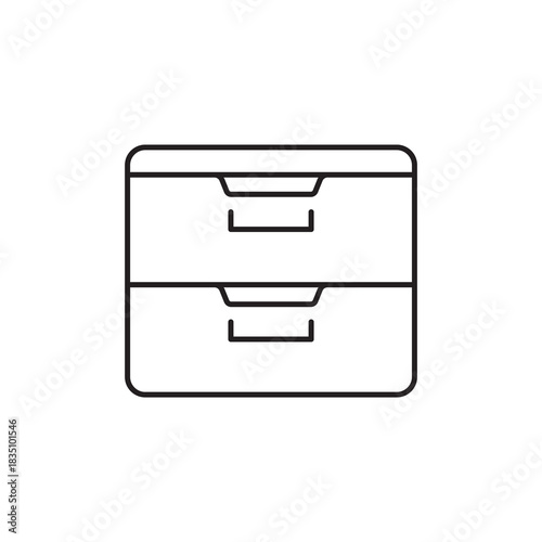 Modern Archive File Cabinet Drawer Outline Icon Design
