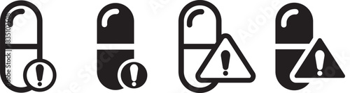 Overdose icon set. Medication Overdose Symbols. pill bottle icon. simple stroke line vector icon