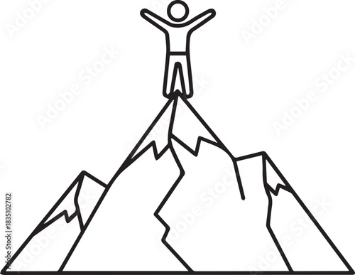 Create Get on top, climb a mountain icon victor art with white background.