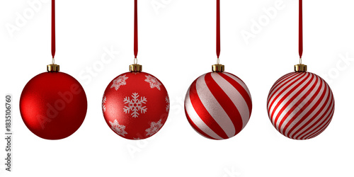 Red christmas balls isolated on white