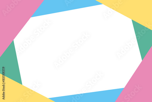 カラフルで抽象的な斜めシェイプのフレームイラスト