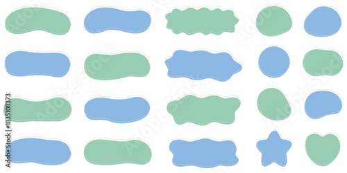 ブルーとグリーンの流体シェイプのフレームセット