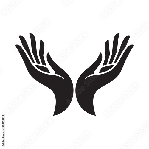 Open Hands Up Vector Silhouette Illustration