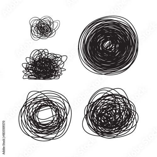 Hand drawn scribble circles vector set