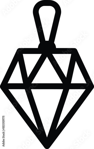 Simple Black Outline Icon of a Diamond Pendant on a White Background jewel necklace