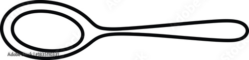 Stylized black outline of a vintage hand mirror with a long handle Vector